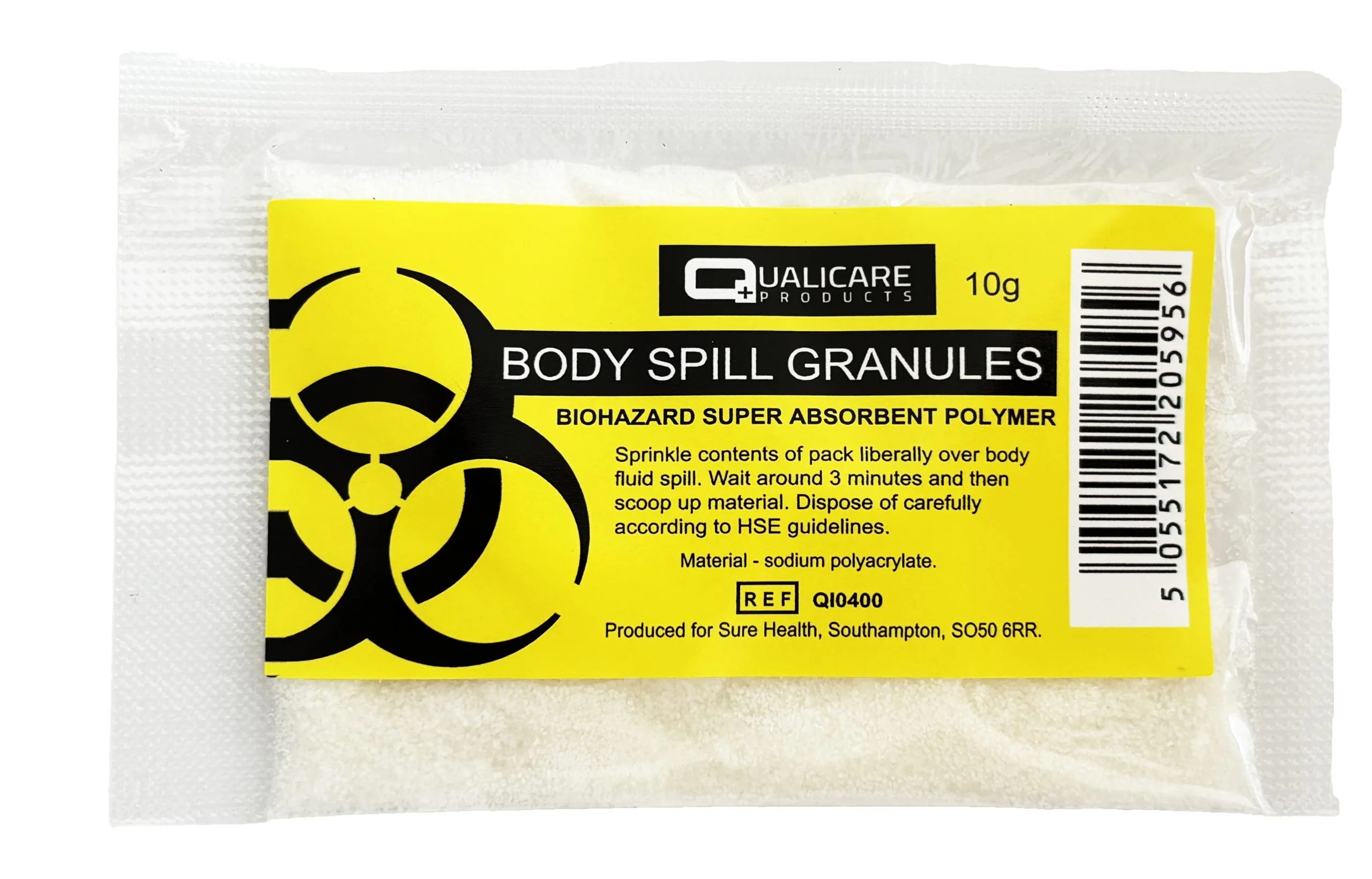 Qualicare Liquid Solidifier - Spill / Absorbent Granules Powder 10g / 100g / 500g - Image 2