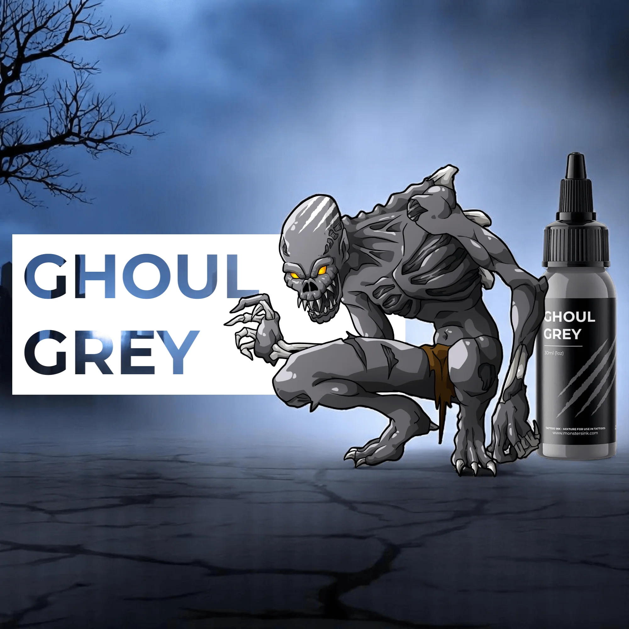 Monsters Ink Ghoul Grey Tattoo Ink 30ml (1oz) - Image 2