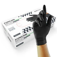 Unicare Black Nitrile Gloves