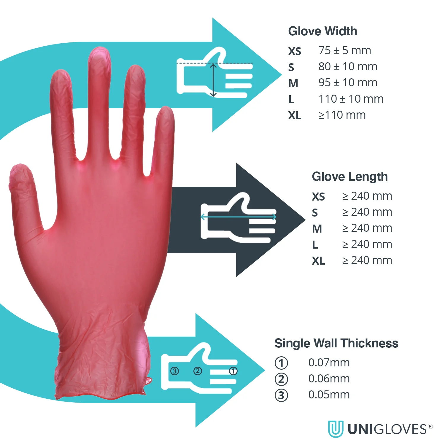 Unicare Vinyl Gloves Red - Case of 10 - Image 3