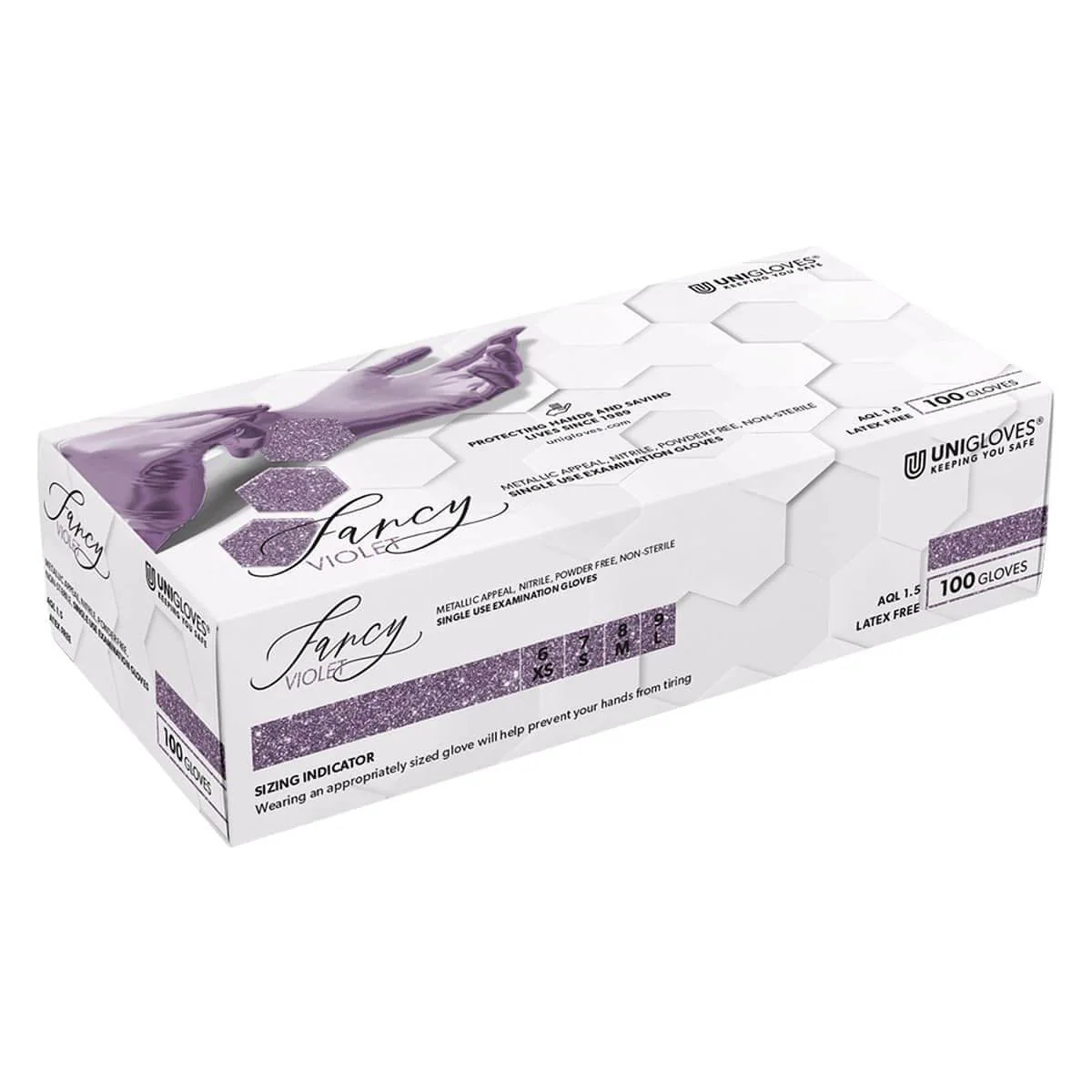 Uniglove Fancy Violet Case of 10 Boxes (Various Sizes) - Image 2