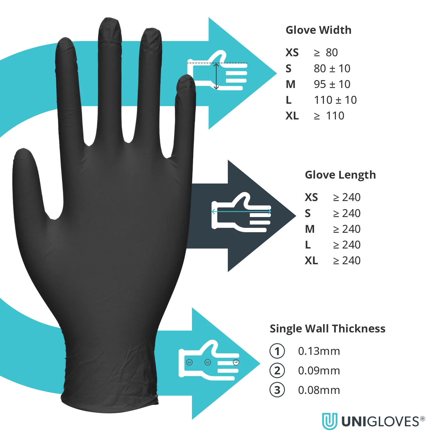 Uniglove PRO.TECT Black (Various Sizes) - Image 3