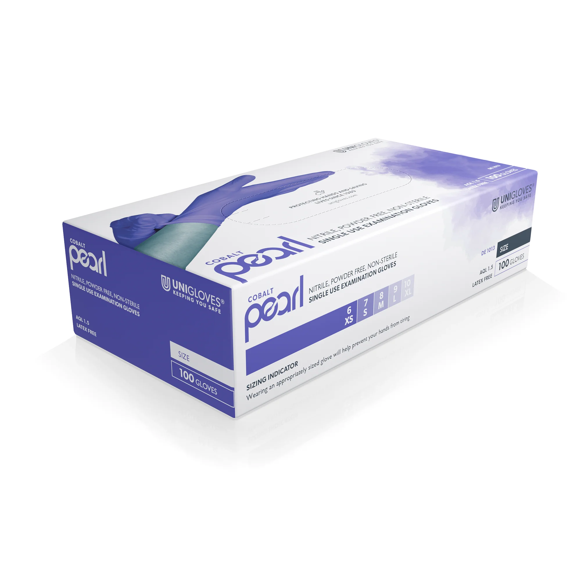 Unigloves Cobalt Pearl Nitrile Gloves (Case of 10) - Image 2