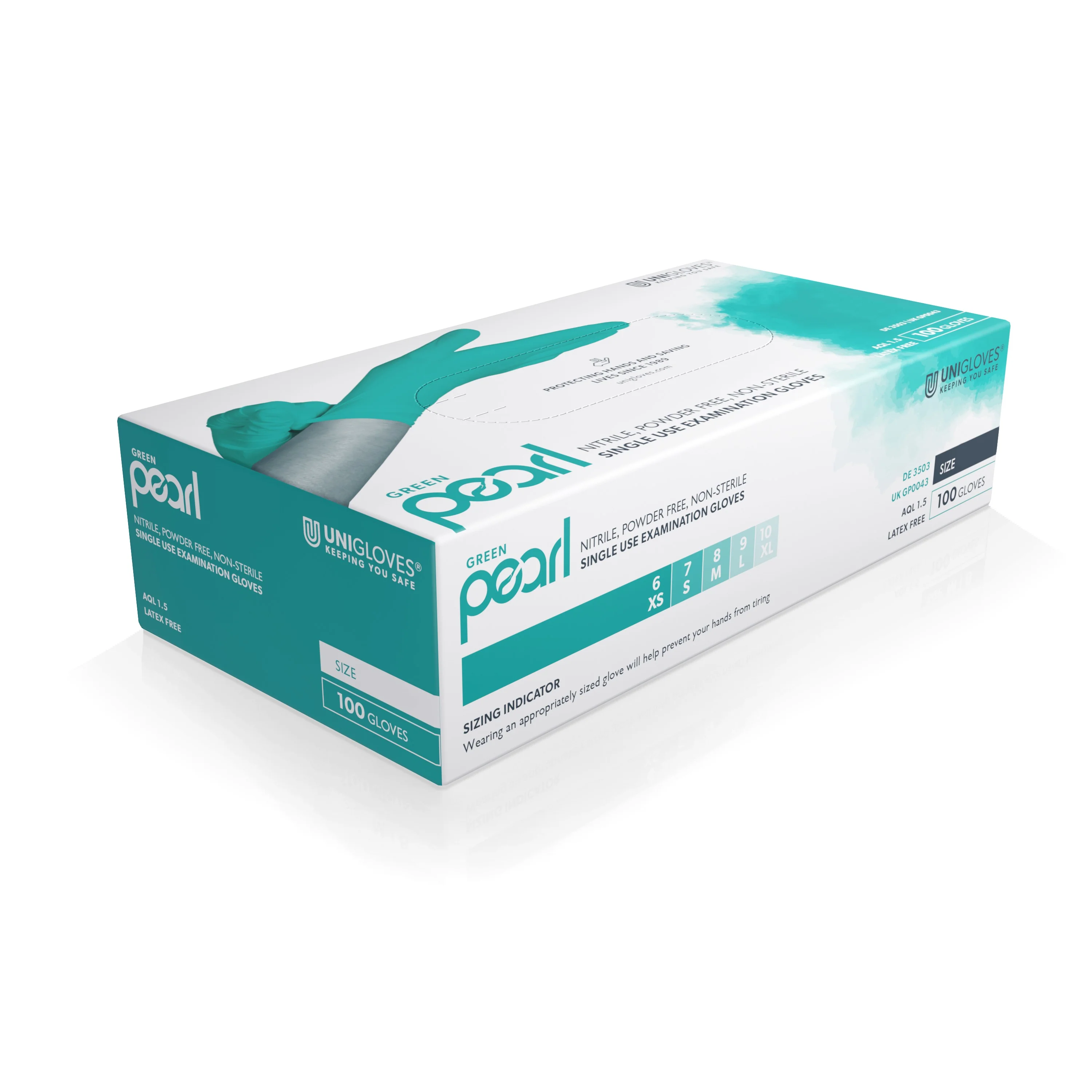 Unigloves Green Pearl Nitrile Gloves (Case of 10) - Image 2