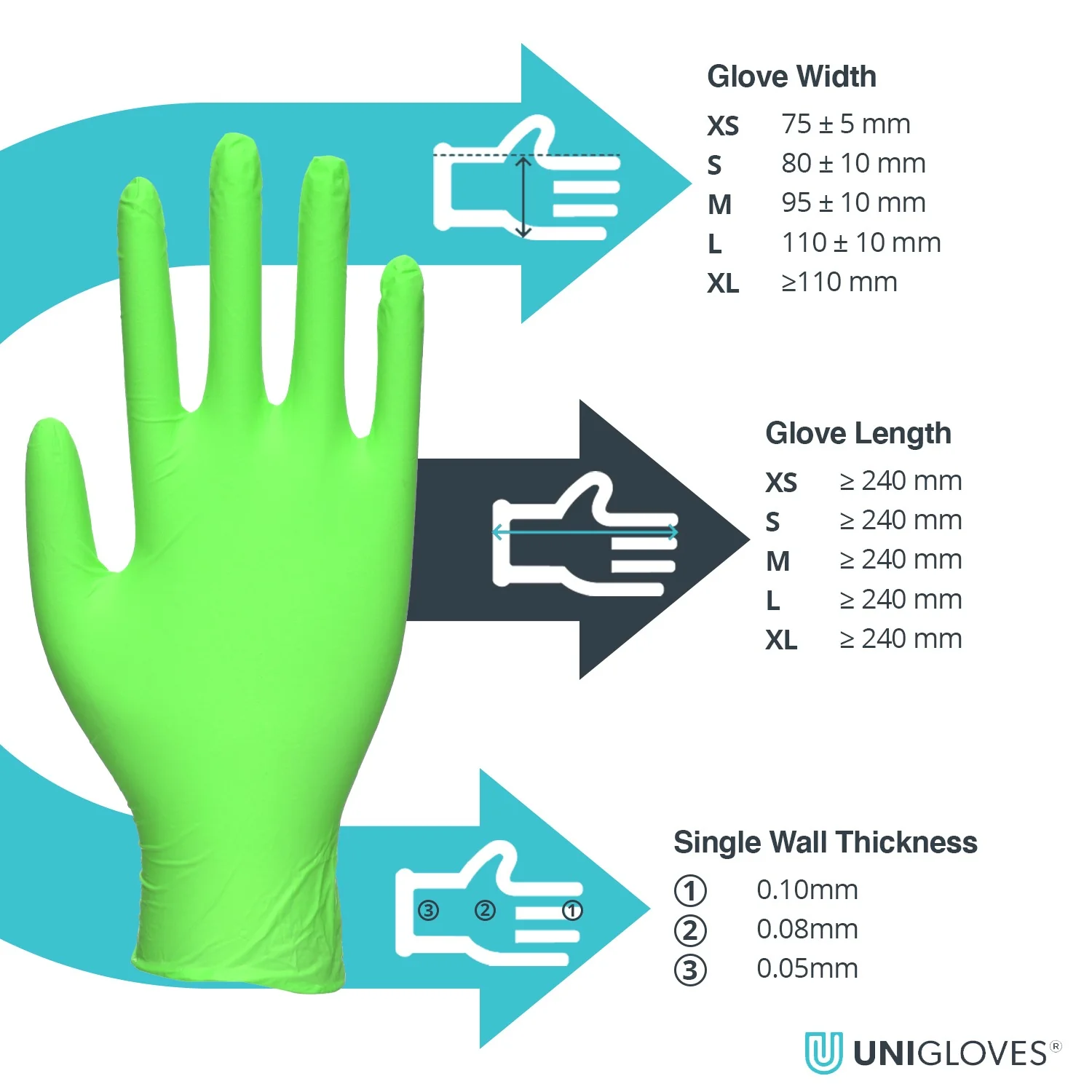 Unigloves Lime Pearl Nitrile Gloves (Cases Of 10) - Image 3