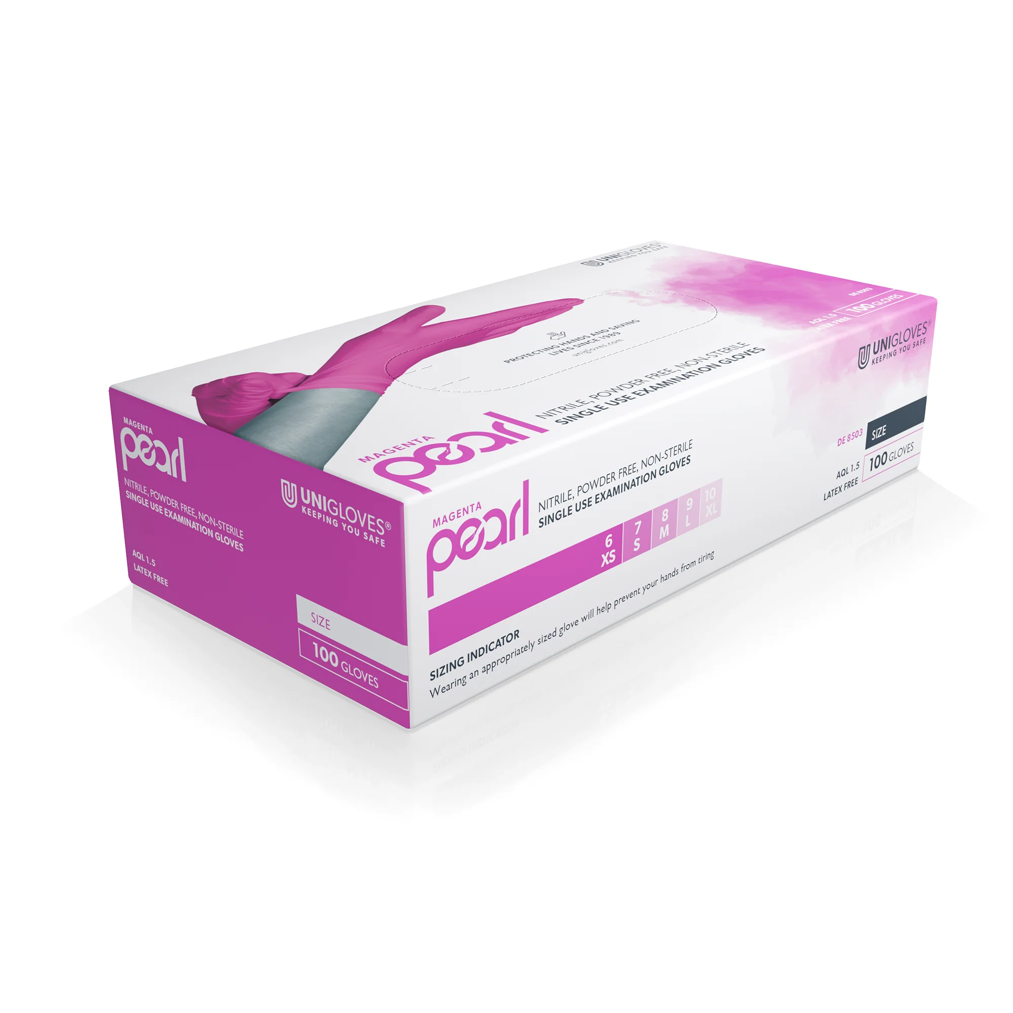 Unigloves Magenta Pearl Pearl Nitrile Gloves (Various Sizes) - Image 4