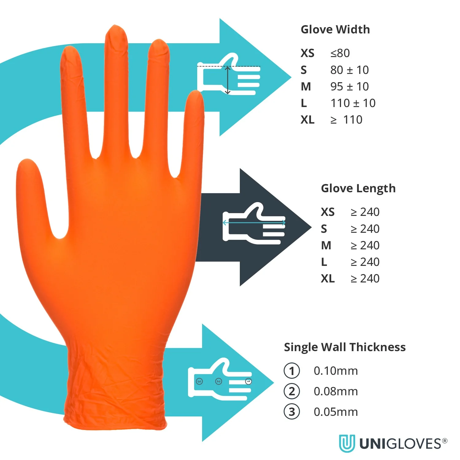 Unigloves Orange Pearl Nitrile Gloves (Case of 10) - Image 4