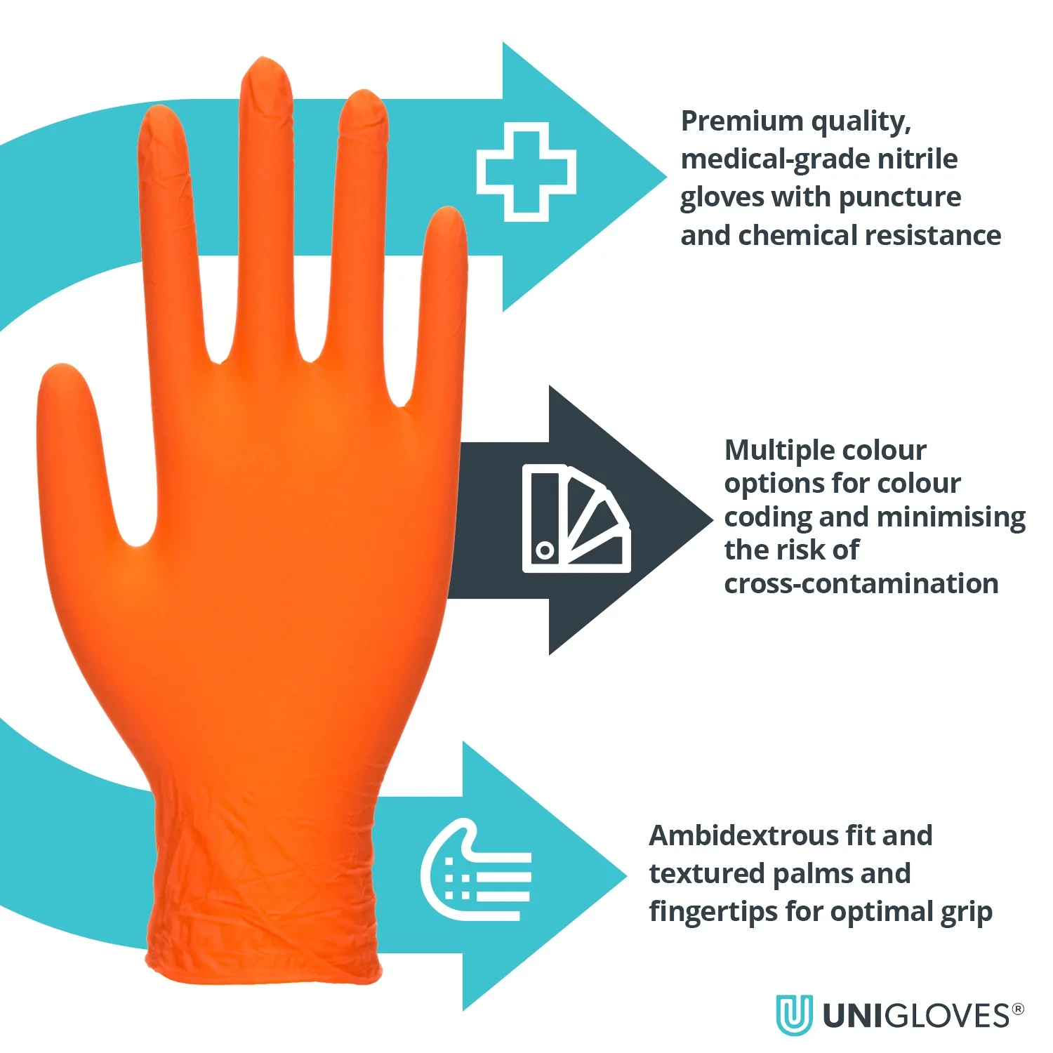 Unigloves Orange Pearl Nitrile Gloves (Case of 10) - Image 5
