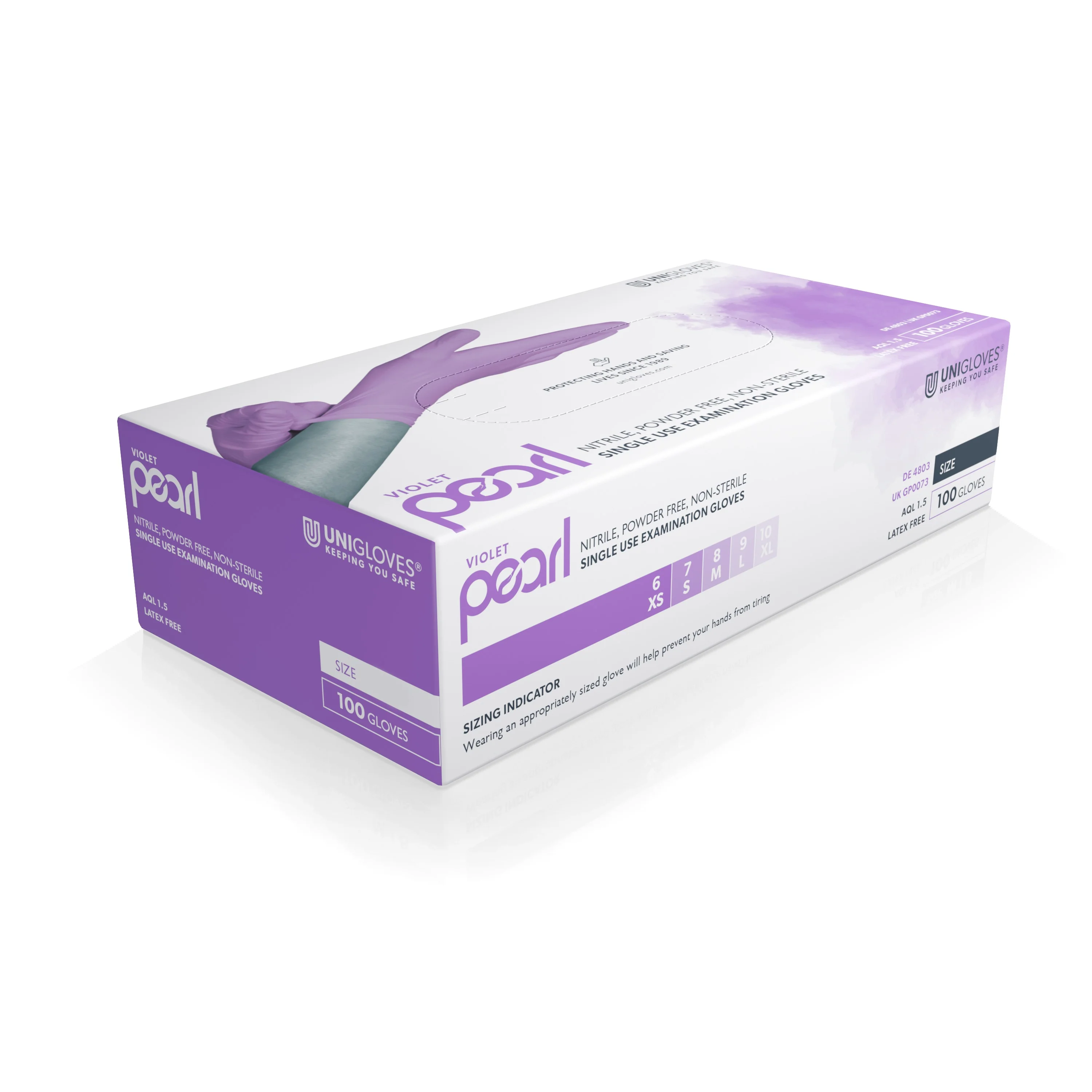 Unigloves Violet Pearl Nitrile Gloves (Case of 10) - Image 2