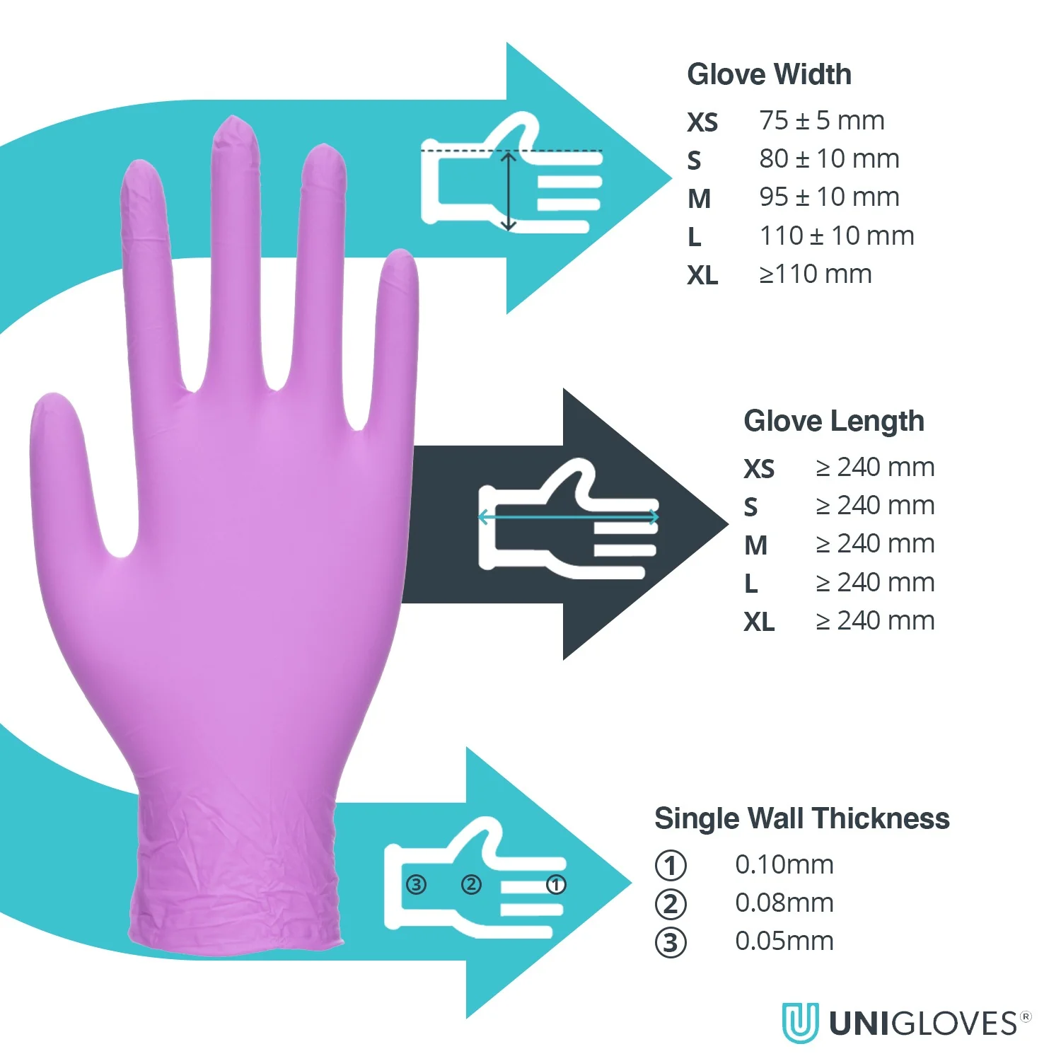 Unigloves Violet Pearl Nitrile Gloves (Case of 10) - Image 5