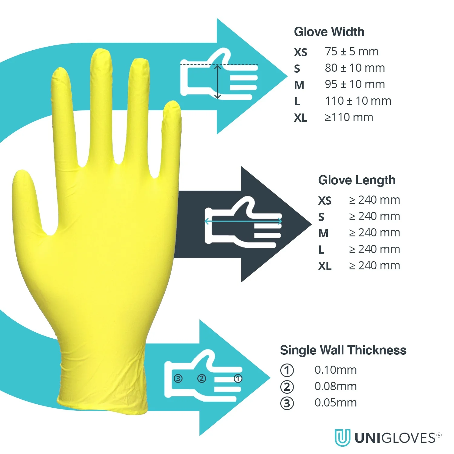 Unigloves Yellow Pearl Nitrile Gloves (Case of 10) - Image 4