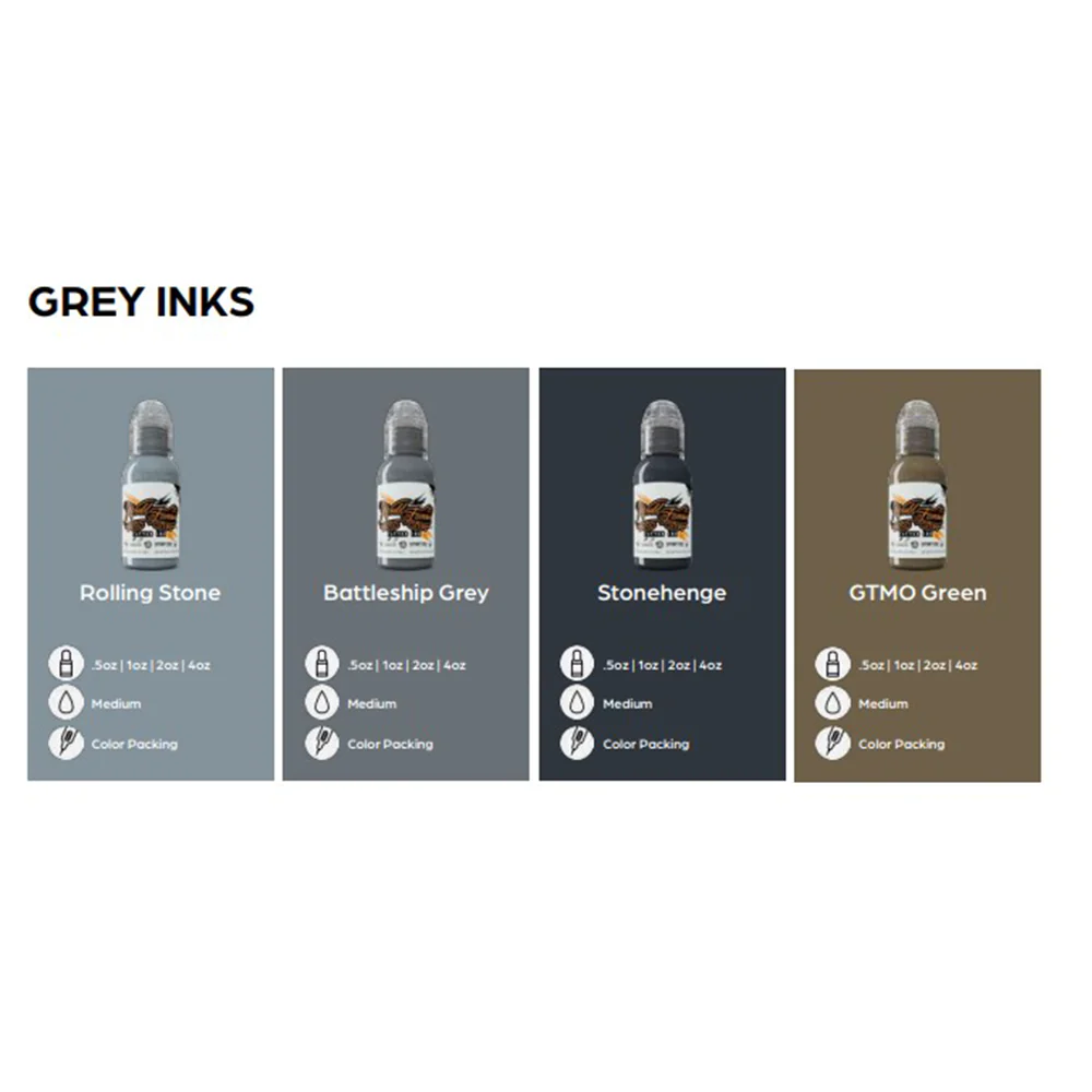 World Famous Battleship Grey Tattoo Ink 30ml (1oz) - Image 2