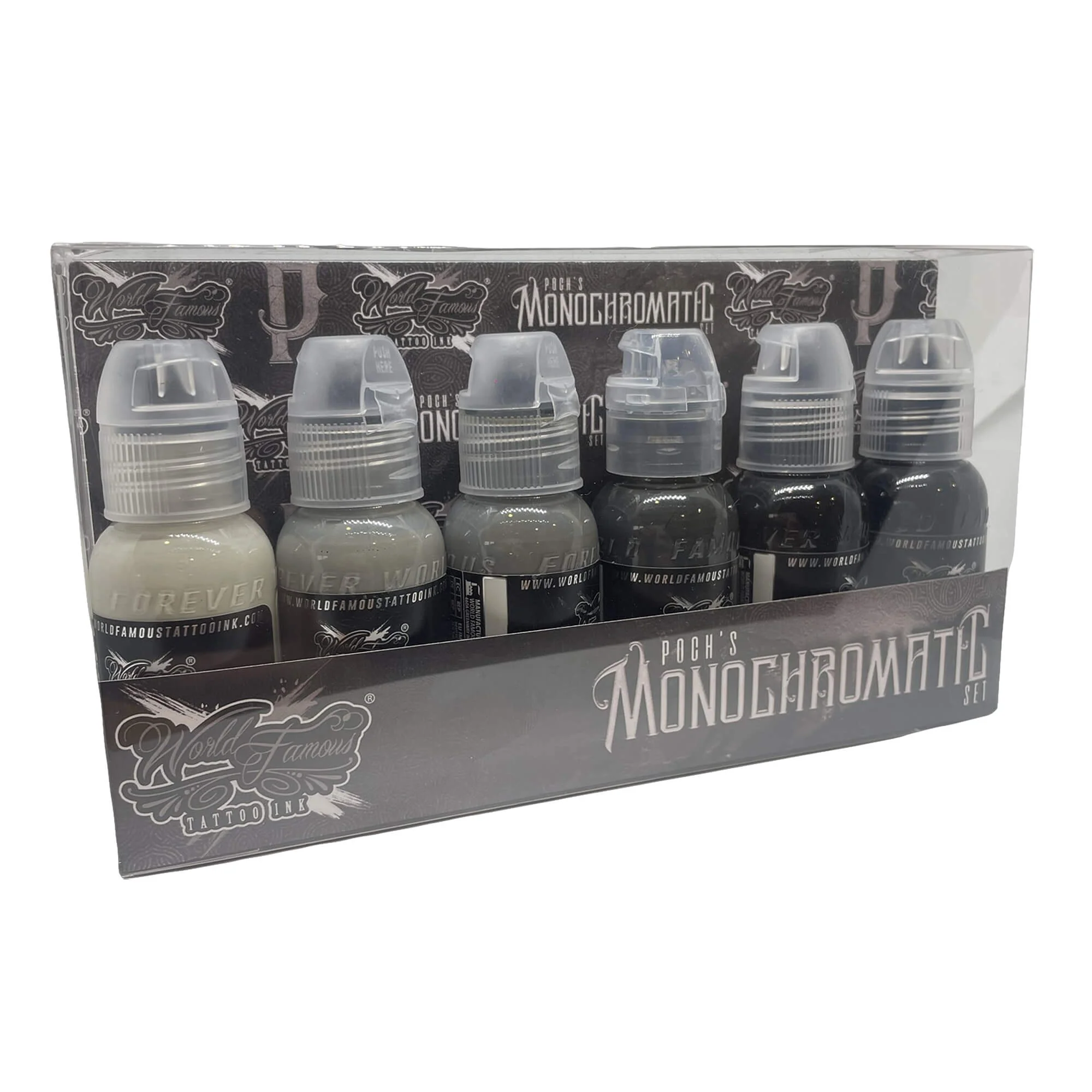 World Famous Monochromatic Tattoo Ink Set 0f 6 (Various Sizes)